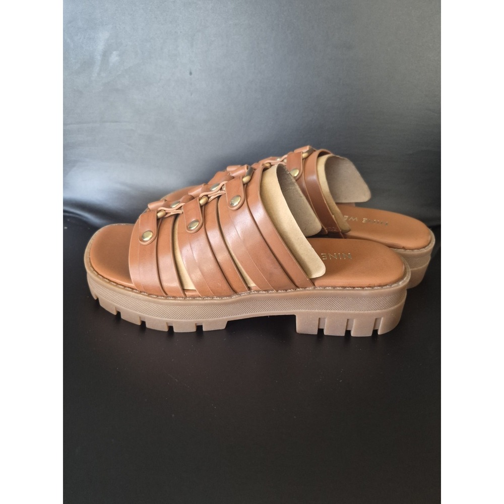 Nine West Women's Brown Lug Sole Slide Platform Chunky Heel Size 5M /3.5Y Girls - Picture 3 of 5